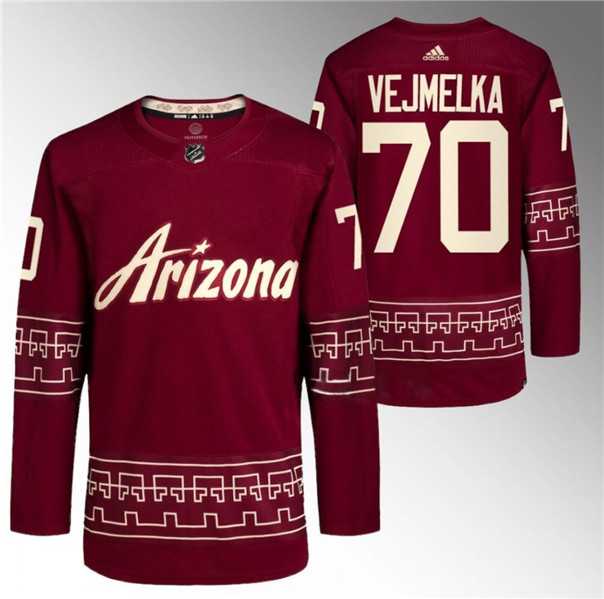 Men%27s Arizona Coyotes #70 Karel Vejmelka Garnet Alternate Pro Jersey Dzhi->arizona coyotes->NHL Jersey